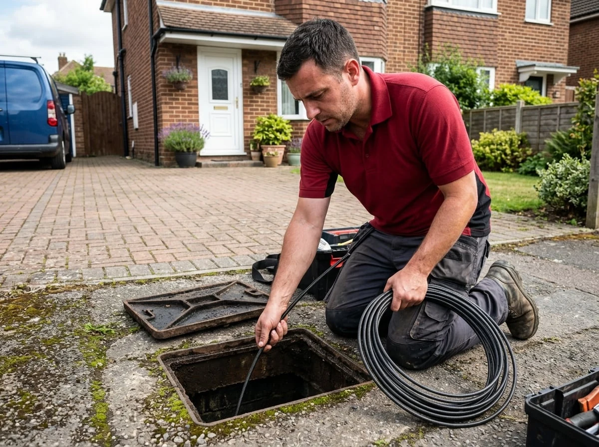 Sunbury Plumbers drainage engineer clearing a blocked drain in Sunbury-on-Thames
