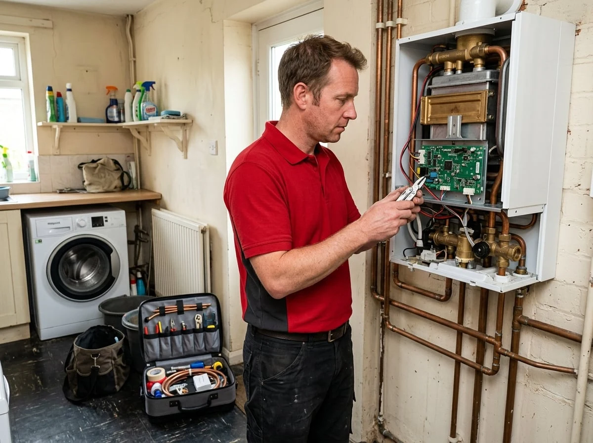Sunbury Plumbers heating engineer diagnosing a combi boiler fault in Sunbury-on-Thames